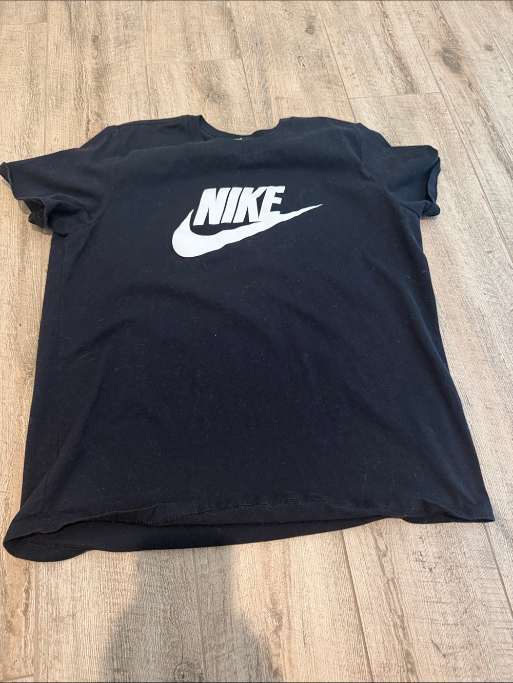 Nike Black T-Shirt with White Swoosh and Wordmark